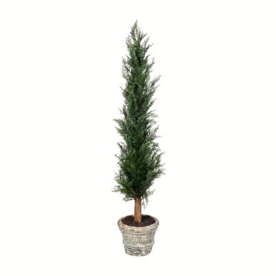 Vickerman Everyday Artificial Cedar Tree 48 Inch - Potted Natural Green Cedar Topiary - Indoor Home Living Room Office Christmas Faux Decor - Maintenance Free