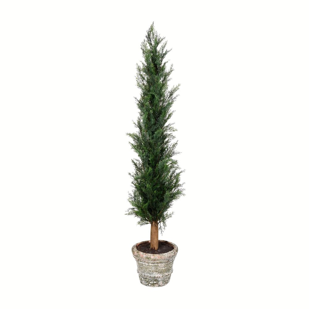 Vickerman Everyday Artificial Cedar Tree 48 Inch - Potted Natural Green Cedar Topiary - Indoor Home Living Room Office Christmas Faux Decor - Maintenance Free