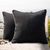 Phantoscope Pack of 2 Outdoor Waterproof Solid Throw Decorative Pillow Cover Decorative Square Outdoor Pillows Cushion Case Patio Pillows for Couch Tent (18''x18'', Black) view 1