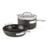 All-Clad Essentials Hard Anodized Nonstick Fry & Sauce Pan Set 8.5 Inch , 2.5 Quart Oven Broiler Safe 500F Pots and Pans, Cookware Black view 1