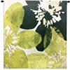 Bloomer Tile VI by James Burghardt | Woven Tapestry Wall Art Hanging | Crisp Bold Flowers in Green and Yellow | 100% Cotton USA Size 44x44 view 1