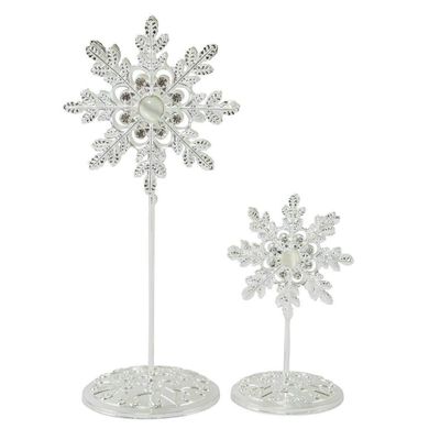 CraftBuddyUS Three Diamante Silver Jewelled Snowflake Wedding, Party Name Card Holder (Short)