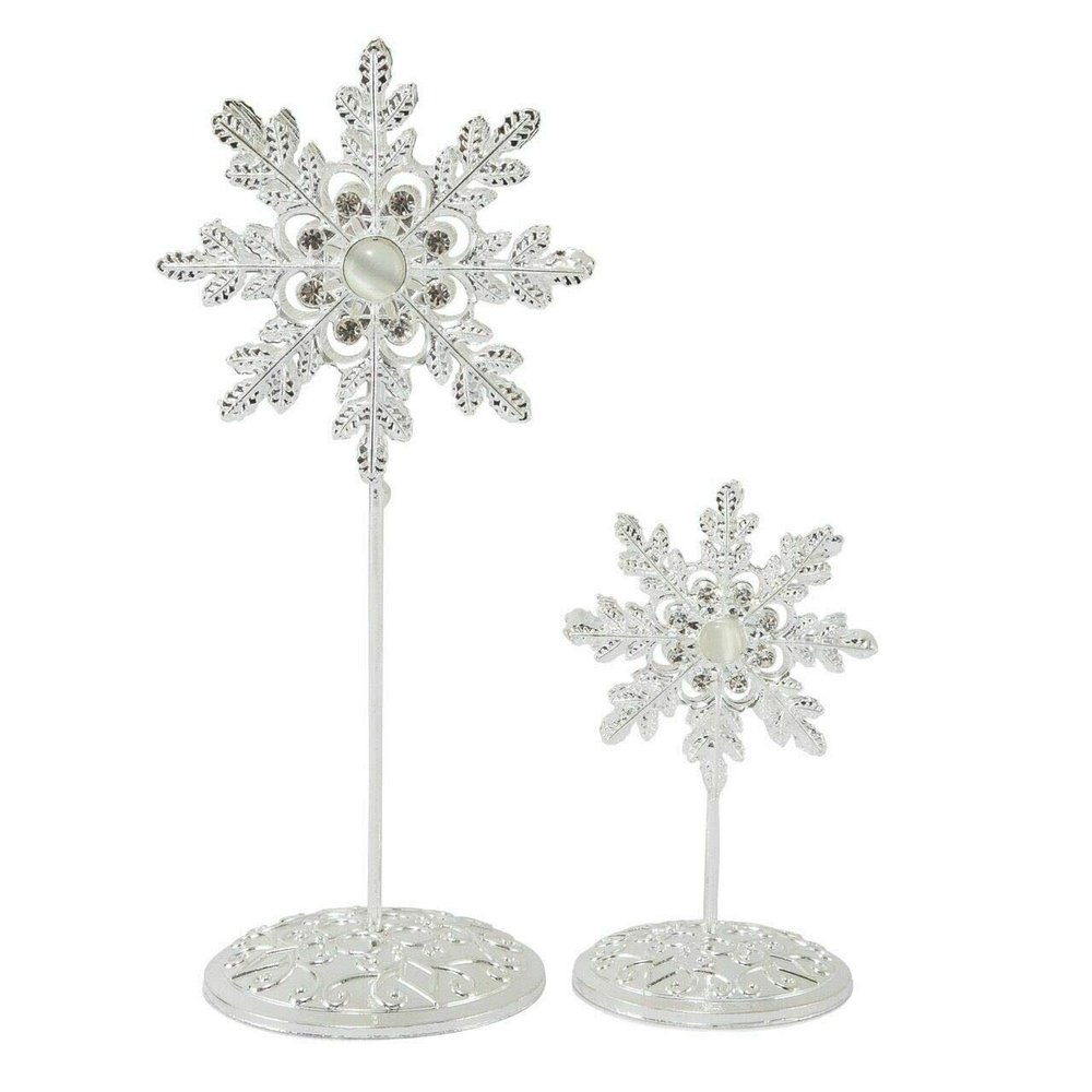 CraftBuddyUS Three Diamante Silver Jewelled Snowflake Wedding, Party Name Card Holder (Short)