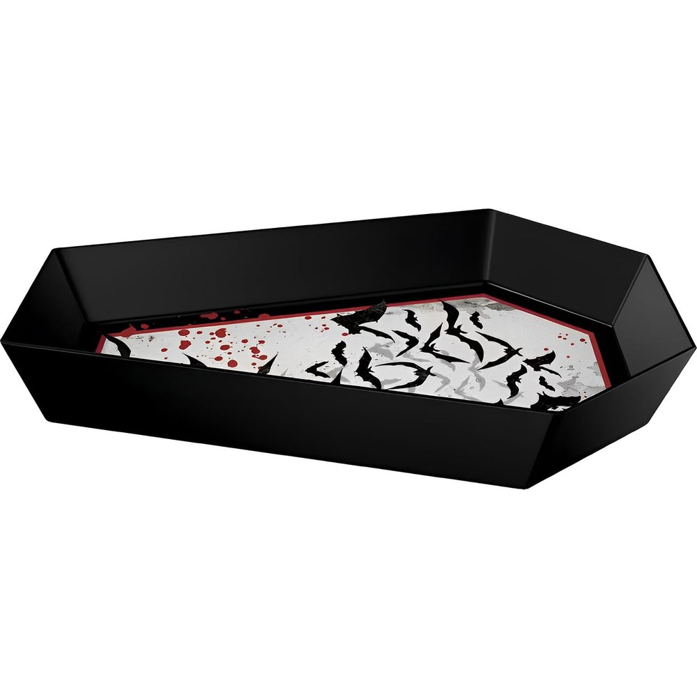 Dark Manor Coffin Shaped Melamine Bowl - 12.8" x 8" (Pack of 1) - Spooky Serving Dish, Perfect for Halloween Parties, Gothic Decor, and Unique Entertaining