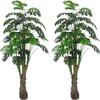 AMERIQUE Pair 5.3' Gorgeous & Unique Monstera Palm Artificial Trees with Insertable and Standable Root, Real Touch Technology, 35 Leaves Each, Green, 2 view 1