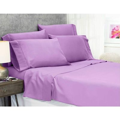 JESIRA Egyptian Cotton Sateen Weave Finish 6pc Sheet Set 10-12 inch deep Mattress 620 Thread Count Lavender Solid,Emperor - 84" x 84"