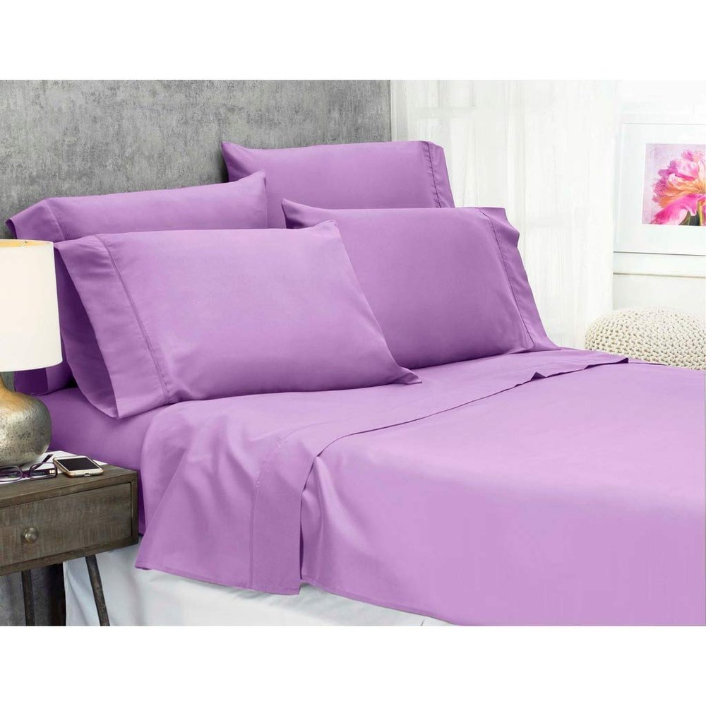JESIRA Egyptian Cotton Sateen Weave Finish 6pc Sheet Set 10-12 inch deep Mattress 620 Thread Count Lavender Solid,Emperor - 84" x 84"