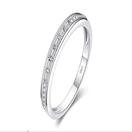 Bansriracha Cubic Zirconia Half Eternity Channel Set Wedding Band 925 Sterling Silver Rings Promise Anniversary Fashion Women (7)