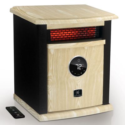 Heat Storm Portable Electric Space Heater, 1500-Watt Cabinet Infrared Quartz Element Heater With Digital Thermostat, Remote Control, washable Filter Modern Design (Beige), 17x14x12 in