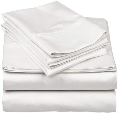 600-Thread-Count 100% Egyptian Cotton Bed Sheets, 5-Pc King,White Sheet Set, Sateen Weave, Fits Mattress Upto 33'' Deep Pocket