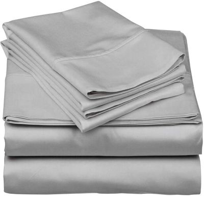 600-Thread-Count 100% Egyptian Cotton Bed Sheets, 5-Pc King,Silver Sheet Set, Sateen Weave, Fits Mattress Upto 33'' Deep Pocket