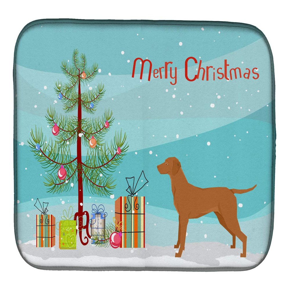 Caroline's Treasures CK3568DDM Vizsla Christmas Tree Dish Drying Mat Absorbent Dish Drying Mat Pad for Kitchen Counter Dish Drainer Mat for Countertop, 14 x 21", Multicolor