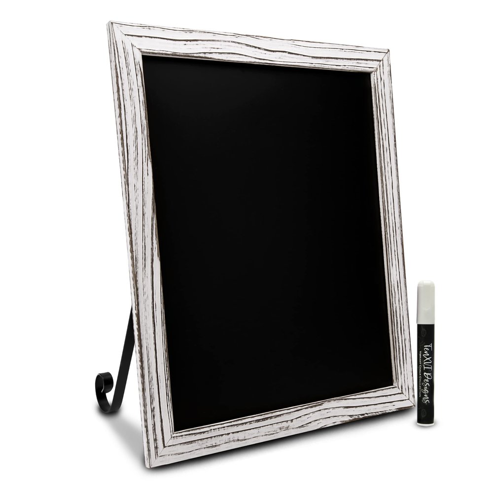TenXVI Designs 18"x22" Magnetic Chalkboard Sign - Remove Legs to Vertically or Horizontally Hang or Stand - Perfect for Kitchen Countertop, Tabletops, Weddings, Home Decor - White