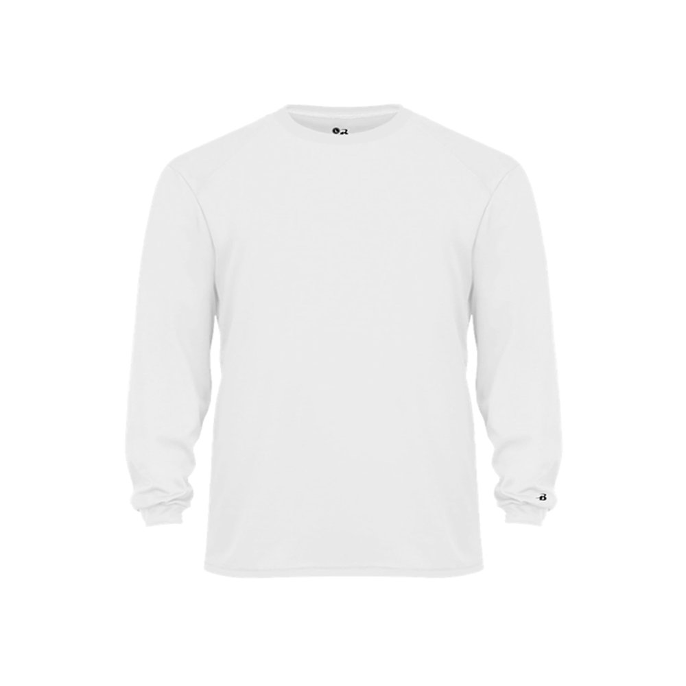 Badger Sports Tri-Blend L/S Tee White Large