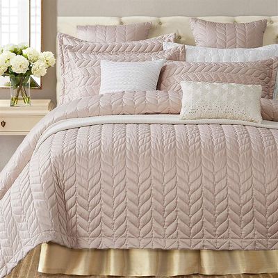 Icegrey Quilted Bedspread Coverlet Set Full Queen Bedding Quilt Champagne Pink 1-Piece nia King 95x102