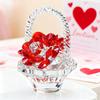 H&D HYALINE & DORA Crystal Red Rose Flower Basket Crystal Collectible Figurines Ornaments for Home Decor Table Centerpiece view 1