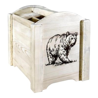 Montana Woodworks Homestead Collection Magazine Rack with Laser Engraved Bear Design, 18" L x 14" W x 16" H, Ready to Finish