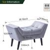 Alunaune Velvet Tufted Ottoman Bed Bench for Bedroom End of Bed Bench Ottoman, Upholstered Small Entryway Bench Modern Storage Footstool Bench with Wooden Legs-Light Gray view 2