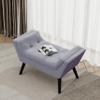 Alunaune Velvet Tufted Ottoman Bed Bench for Bedroom End of Bed Bench Ottoman, Upholstered Small Entryway Bench Modern Storage Footstool Bench with Wooden Legs-Light Gray view 3