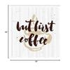 Ambesonne But First Coffee Shower Curtain, Hand Written Saying and Grunge Simple Design Mug Splashes, Cloth Fabric Bathroom Decor Set with Hooks, 69" W x 84" L, White Beige view 3