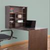Basicwise Wall Mount Laptop Fold-Out Desk with Shelves, Brown, view 4