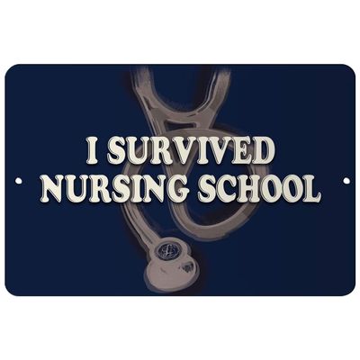 Makoroni - I Survived Nursing School Paramedic Doctor Nurse - Street Sign 12"x18" Aluminum, Des n60