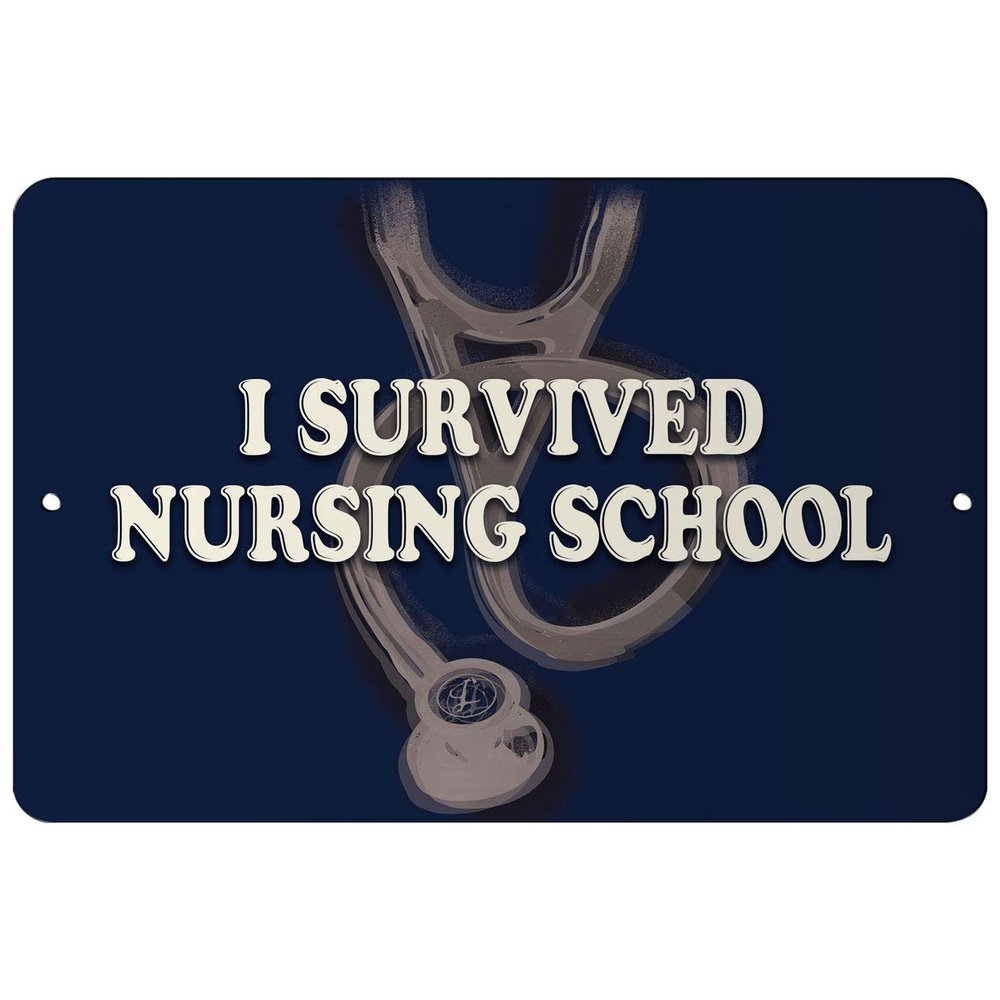 Makoroni - I Survived Nursing School Paramedic Doctor Nurse - Street Sign 12"x18" Aluminum, Des n60