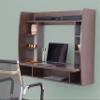 Basicwise Wall Mount Laptop Office Desk with Shelves, Brown, view 2