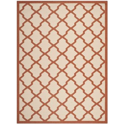 4' x 5'7" Rectangle Transitional Casual Geometric Trellis Pattern Accent Indoor Outdoor Non Slip Area Rug, Modern & Contemporary Classic Smooth Durable Colorful Beige Terracotta Beige Brown Area Rug