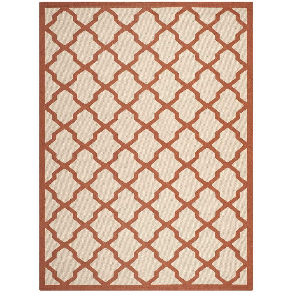 4' x 5'7" Rectangle Transitional Casual Geometric Trellis Pattern Accent Indoor Outdoor Non Slip Area Rug, Modern & Contemporary Classic Smooth Durable Colorful Beige Terracotta Beige Brown Area Rug