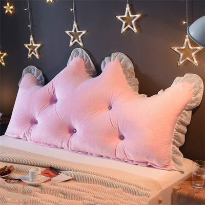 QAZW Solid color Crown Tatami Bedside Back Cushions Plush Breathable Large Backrest Pillow Comfortable Detachable Headboard Backrest Protect The Waist for bedroom office Etc Gray