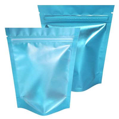 100 Translucent/Blue Poly Zip Seal Stand Up Heat Sealable Reusable Pouch (4" x 6", Translucent/Blue)