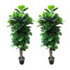 AMERIQUE Pack of Two (2) Gorgeous & Dense 5' Fiddle Leaf Fig Tree Artificial Silk Plant, with Nursery Pot, Feel Real Technology, Super Quality, Green view 1