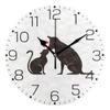 ZZAEO Black Cat Dog Silhouette Animals Wall Clock Fashion Frameless Decorative Clock for Kitchen Bedroom Living Room Classroom Home Decor - Round Shape view 1
