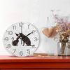 ZZAEO Black Cat Dog Silhouette Animals Wall Clock Fashion Frameless Decorative Clock for Kitchen Bedroom Living Room Classroom Home Decor - Round Shape view 2