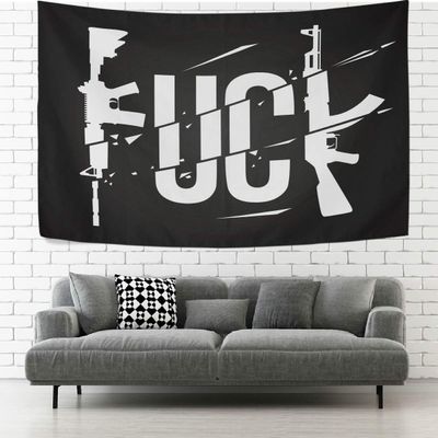 AGONA Tapestry Fuck Guns Print Black Tapestry Wall Hanging Decorative Wall Tapestries Wall Art Wall Blanket Bedding Tapestry for Bedroom Living Room Dorm Home Decor 80"x60"