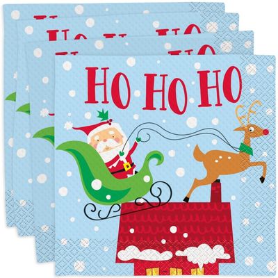 Unique Colorful Santa Luncheon Paper Napkins | 7" x 7" | 16 Pcs
