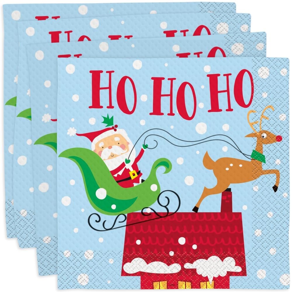 Unique Colorful Santa Luncheon Paper Napkins | 7" x 7" | 16 Pcs