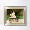 INVIN ART Framed Canvas Art Giclee Print Jean Monet on his Hobby Horse by Claude Monet Wall Art Living Room Home Office Decorations(European Style Silver Frame,20"x24") view 1