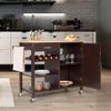 Giantex Kitchen Island Cart Rolling Serving Cart Wood Trolley with Drawer, Storage Cabinet, 4 Wine Bottle Rack, Towel Rack and Lockable Wheels (Brown) view 3