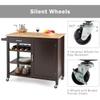 Giantex Kitchen Island Cart Rolling Serving Cart Wood Trolley with Drawer, Storage Cabinet, 4 Wine Bottle Rack, Towel Rack and Lockable Wheels (Brown) view 4