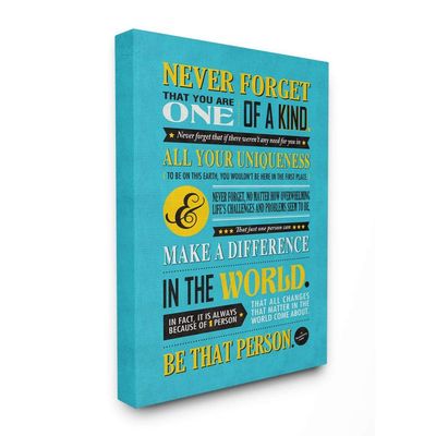 Stupell Industries One of A Kind Inspirational Yellow Blue Design Canvas, Multi-Color