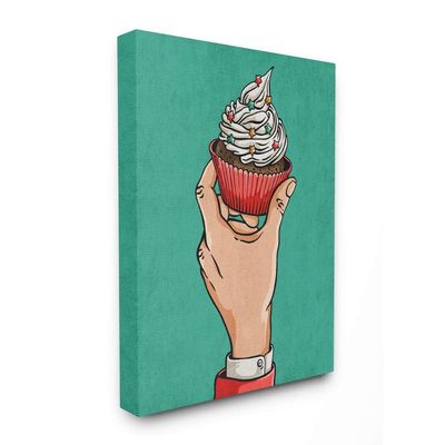 Stupell Industries Cupcake Vintage Comic Book Green Red Design Canvas, Multi-Color