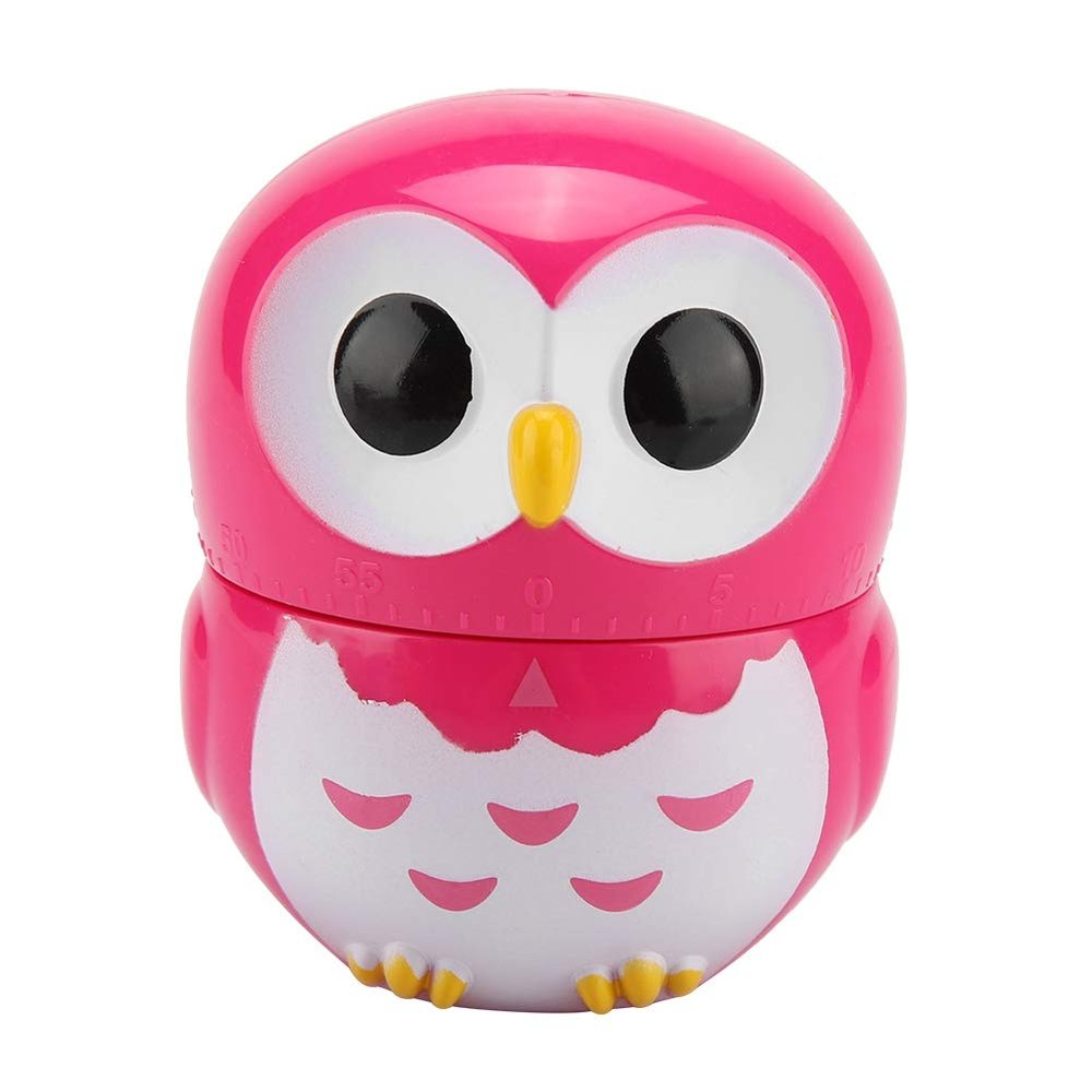 Kitchen Timer, Cute Owl Shape Mechanical Timer, Manual Egg Kitchen Timer Countdown Timer for Home Kitchen Cooking Baking(Rose)
