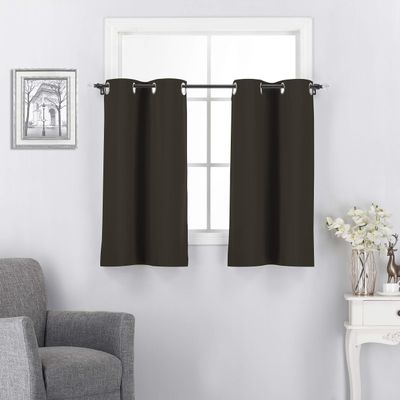 Rooney Blackout Curtain Tiers for Kitchen - Window Treatment Grommet Home Dcor Small Panels Valances for Nursery/Basement/Bathroom Window, 30 x 36 inch, Brown, 2 Pieces