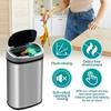Automatic 13 Gallon Kitchen Stainless Steel Touch Free Trash Can with Lid High-Capacity Waste Bin with Ring Garbage Can for Home Kitchen Bathroom Bedroom Office view 2