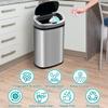 Automatic 13 Gallon Kitchen Stainless Steel Touch Free Trash Can with Lid High-Capacity Waste Bin with Ring Garbage Can for Home Kitchen Bathroom Bedroom Office view 4