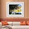 INVIN ART Framed Canvas Art Giclee Print River Scene at Bennecourt by Claude Monet Wall Art Living Room Home Office Decorations(Modern Simple White Frame with Mat,20"x24") view 2