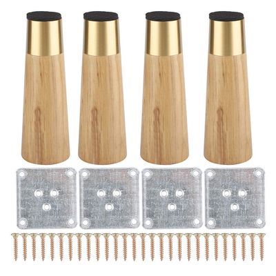 Wooden Sofa Legs Furniture Wooden Support Legs with Pure Copper Foot Wood Color Set of 4 10/12/15/18cm (15cm)