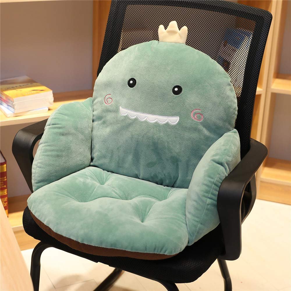 Waist Backrest Pad Seat Cushion,Home Office Chair, Car Seat, Recliner Non-Slip Warm Velvet Back Support Cushion for Adult and Child's (Dinosaur)